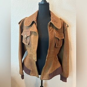 BRYON LARS womens 100% leather brown jacket